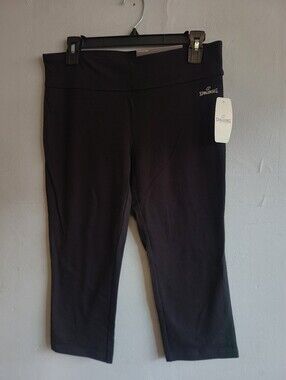 NEW women's medium Spalding black capri cropped cotton leggings
